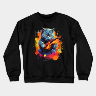 British Shorthair Playing Violin Crewneck Sweatshirt